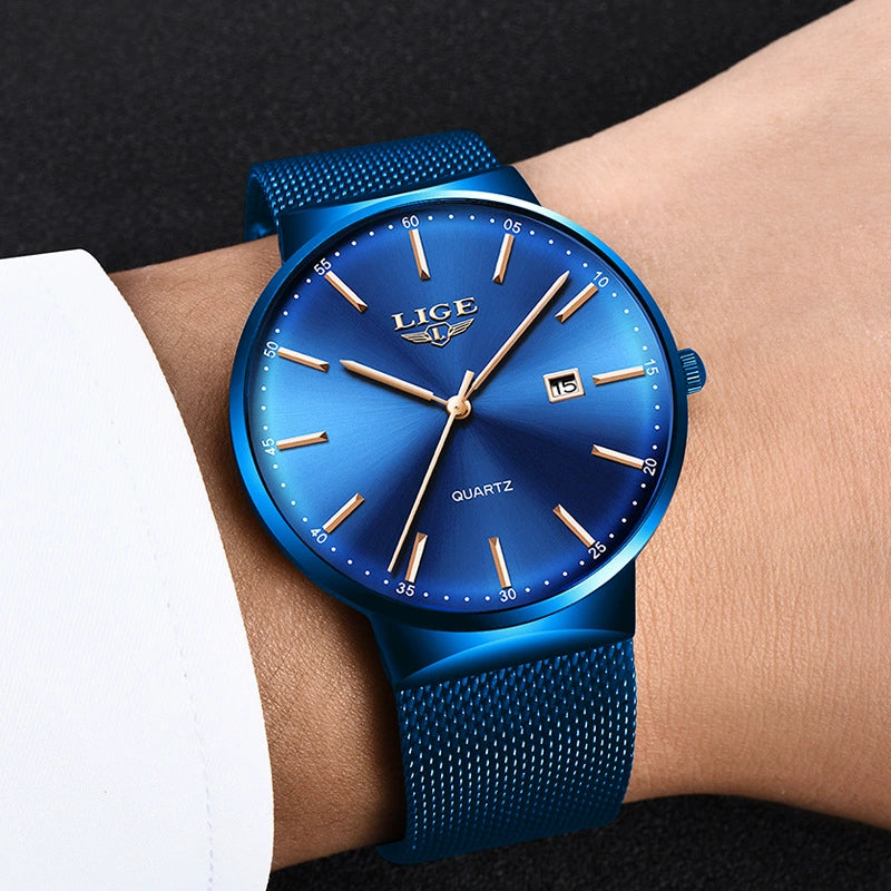 Nuevo reloj de malla impermeable ultrafino fresco