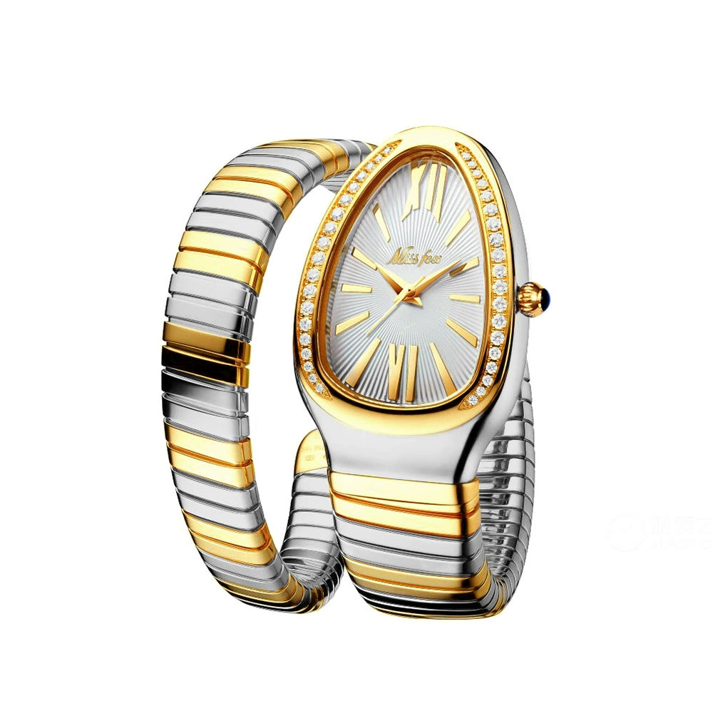 Reloj de moda pulsera de cabeza de serpiente de acero
