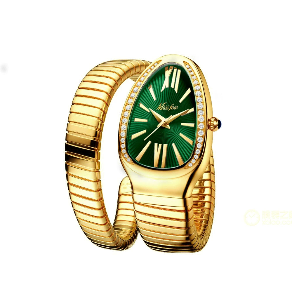 Reloj de moda pulsera de cabeza de serpiente de acero