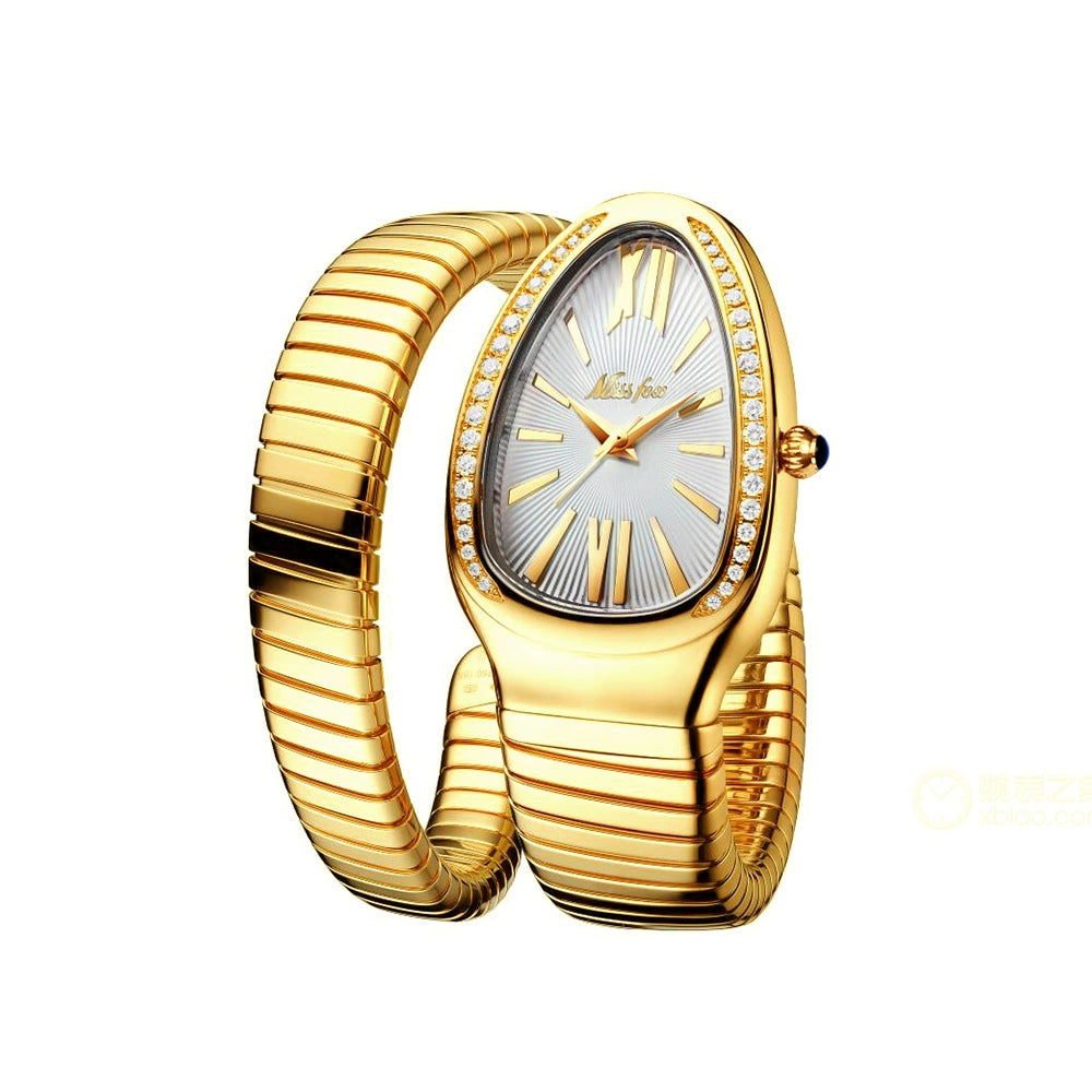 Reloj de moda pulsera de cabeza de serpiente de acero
