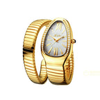 Reloj de moda pulsera de cabeza de serpiente de acero