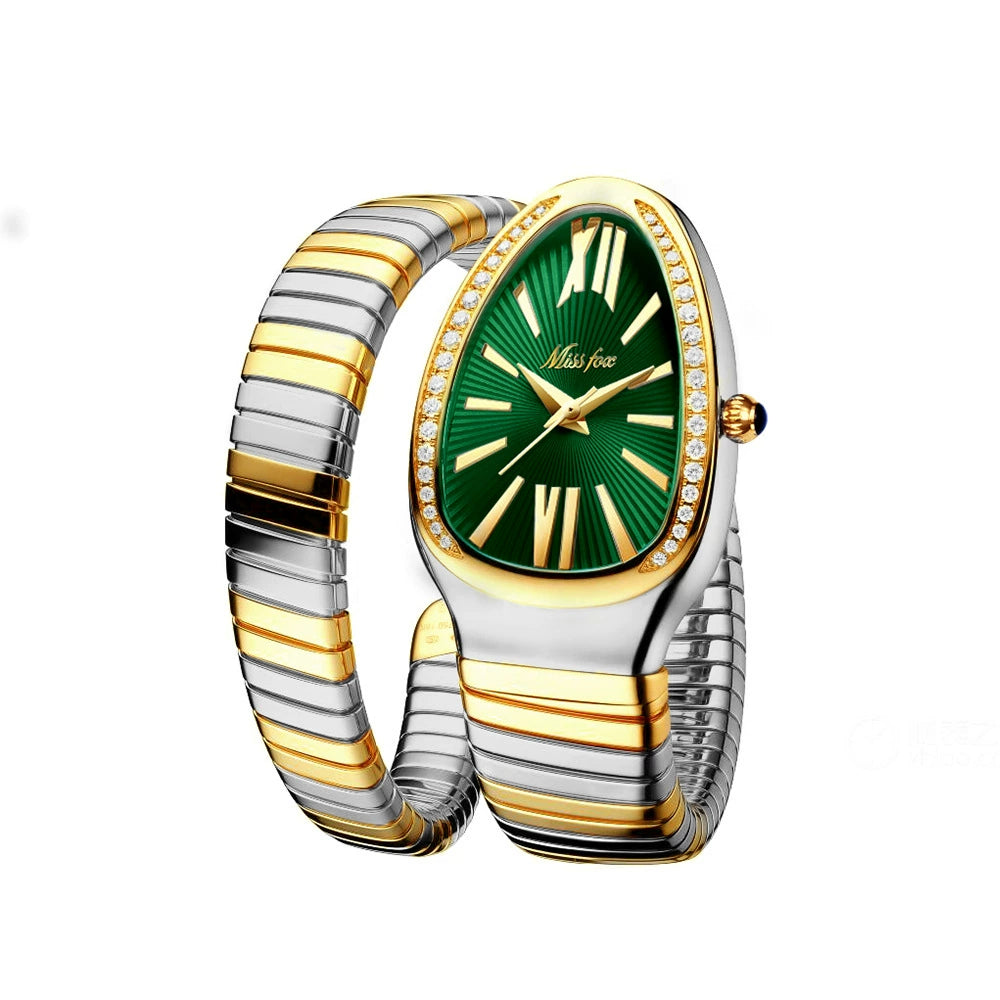 Reloj de moda pulsera de cabeza de serpiente de acero