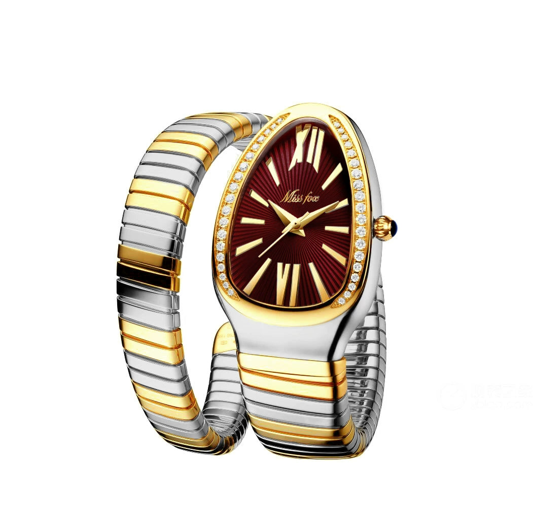 Reloj de moda pulsera de cabeza de serpiente de acero