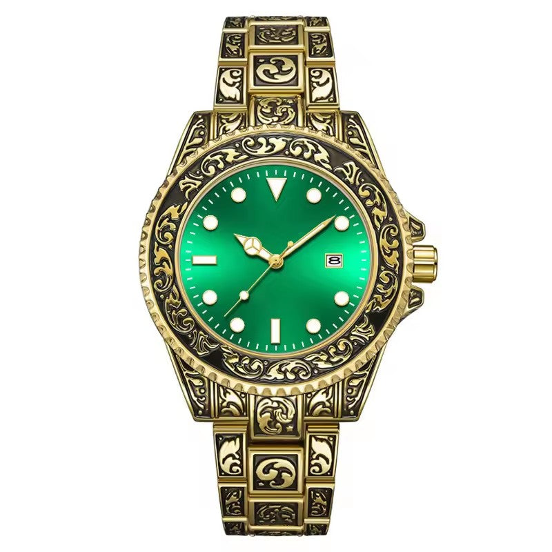 Reloj de Moda Unisex Estilo Vintage Dorado 1181