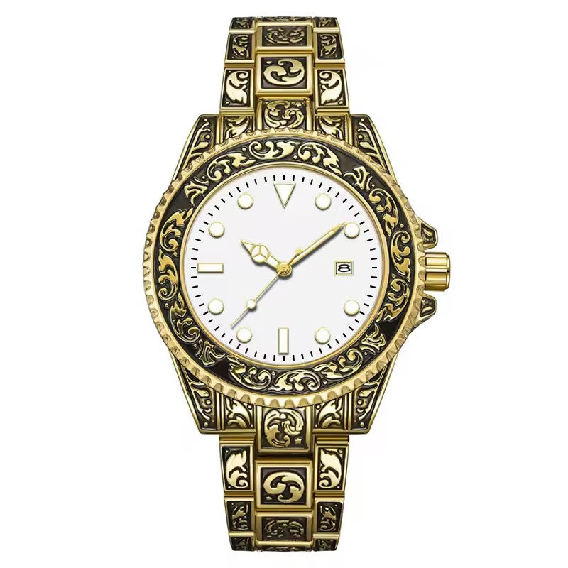 Reloj de Moda Unisex Estilo Vintage Dorado 1181