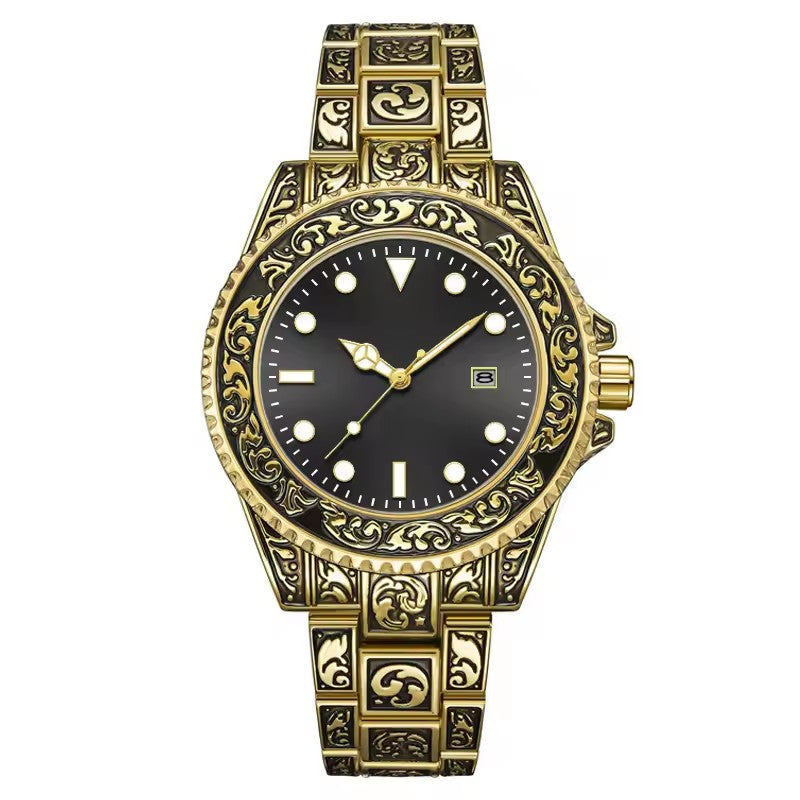 Reloj de Moda Unisex Estilo Vintage Dorado 1181