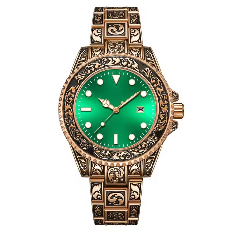 Reloj de Moda Unisex Estilo Vintage Dorado 1181