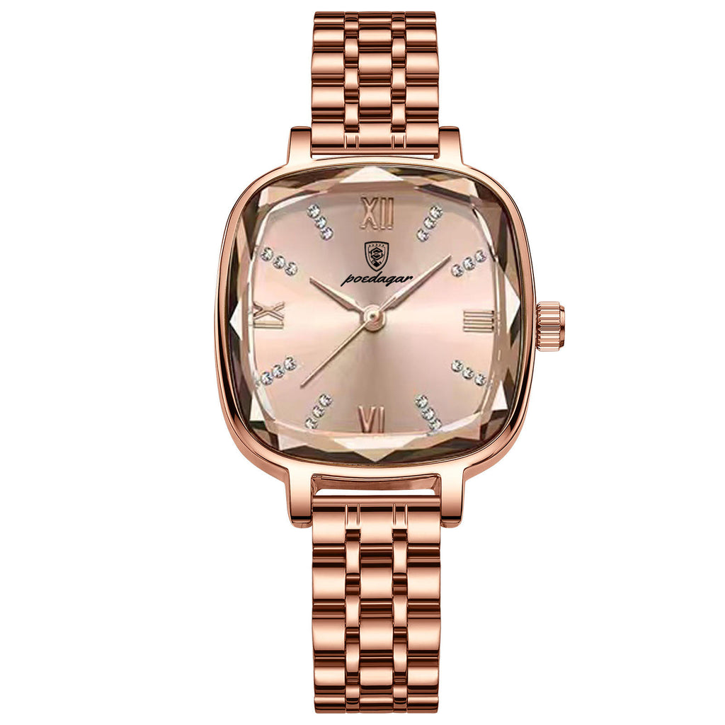 Reloj Femenino de Lujo con Diamantes y Acero Inoxidable POEDAGAR 712