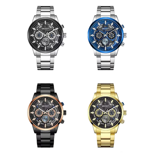 MEGIR 2220G Reloj Masculino de Cuarzo y Acero Inoxidable