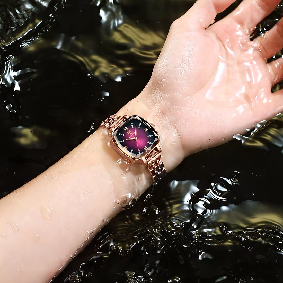 Reloj Femenino de Lujo con Diamantes y Acero Inoxidable POEDAGAR 712