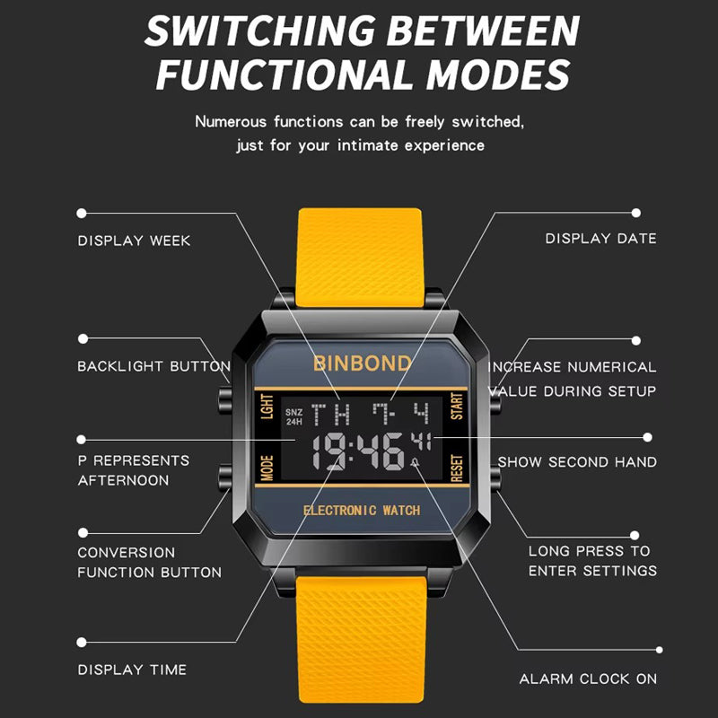 BINBOND 081 Reloj Digital Deportivo de Hombre Impermeable