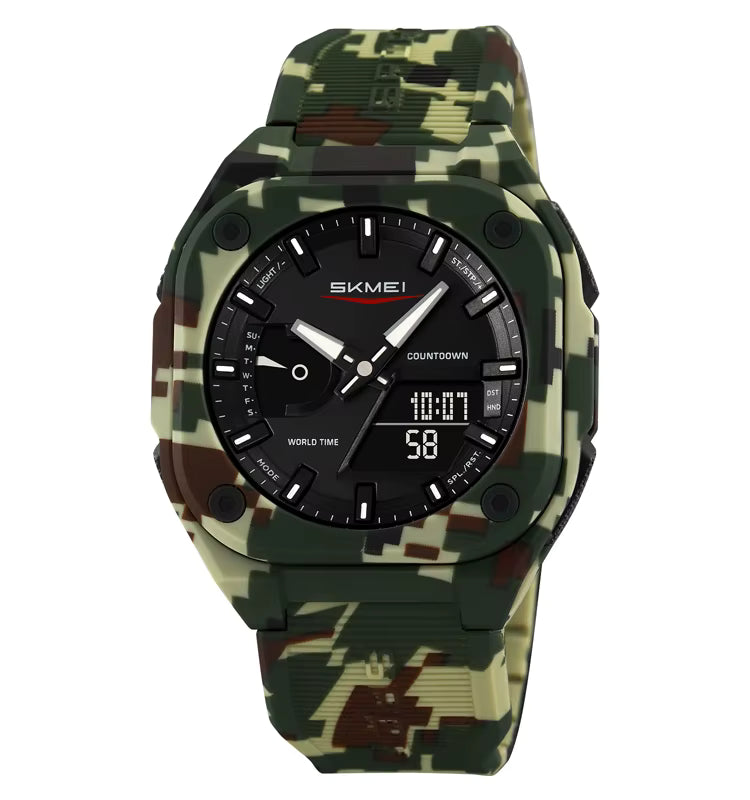 Reloj deportivo con pantalla LED de alarma Dual Movt para hombre