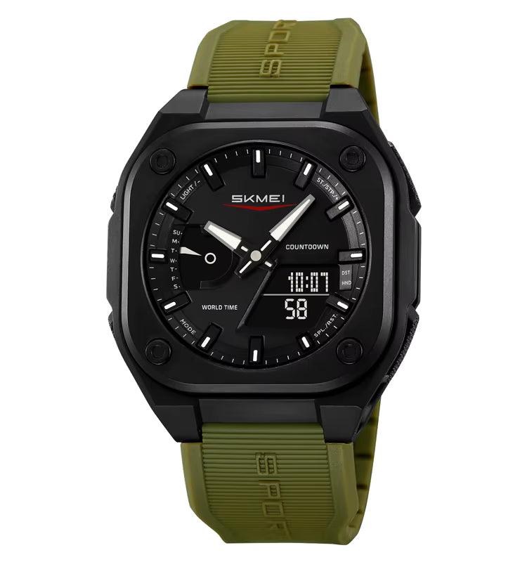 Reloj deportivo con pantalla LED de alarma Dual Movt para hombre