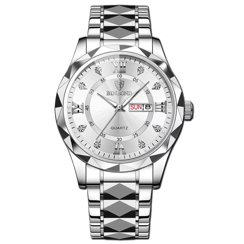 Reloj de Pulsera para Parejas, Modelo 2026, Reloj de Cuarzo Luminoso de Acero Inoxidable