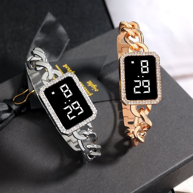 Reloj Clásico cuadrado diamante LED  casual
