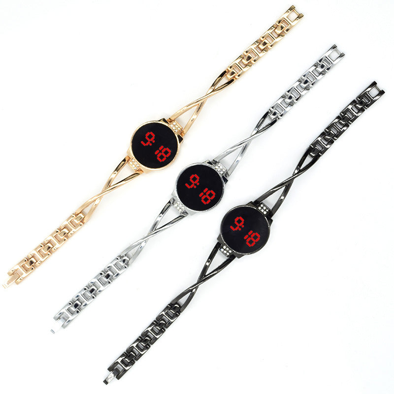 Reloj de pulsera de banda de acero con pantalla táctil LED
