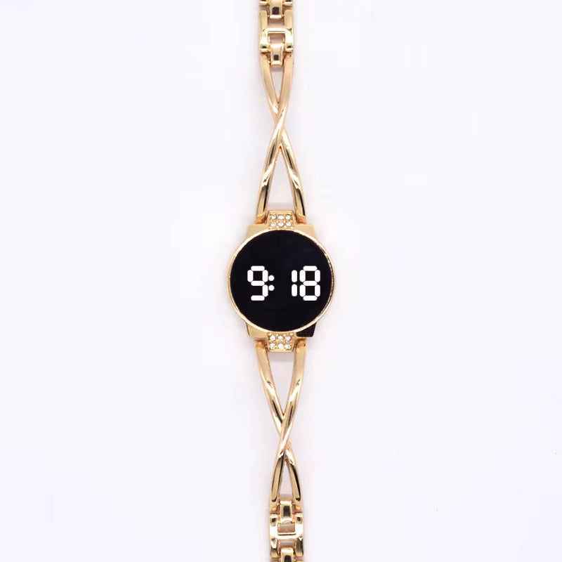 Reloj de pulsera de banda de acero con pantalla táctil LED