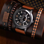 Reloj de Pulsera de Cuarzo con Correa de Cuero Casual