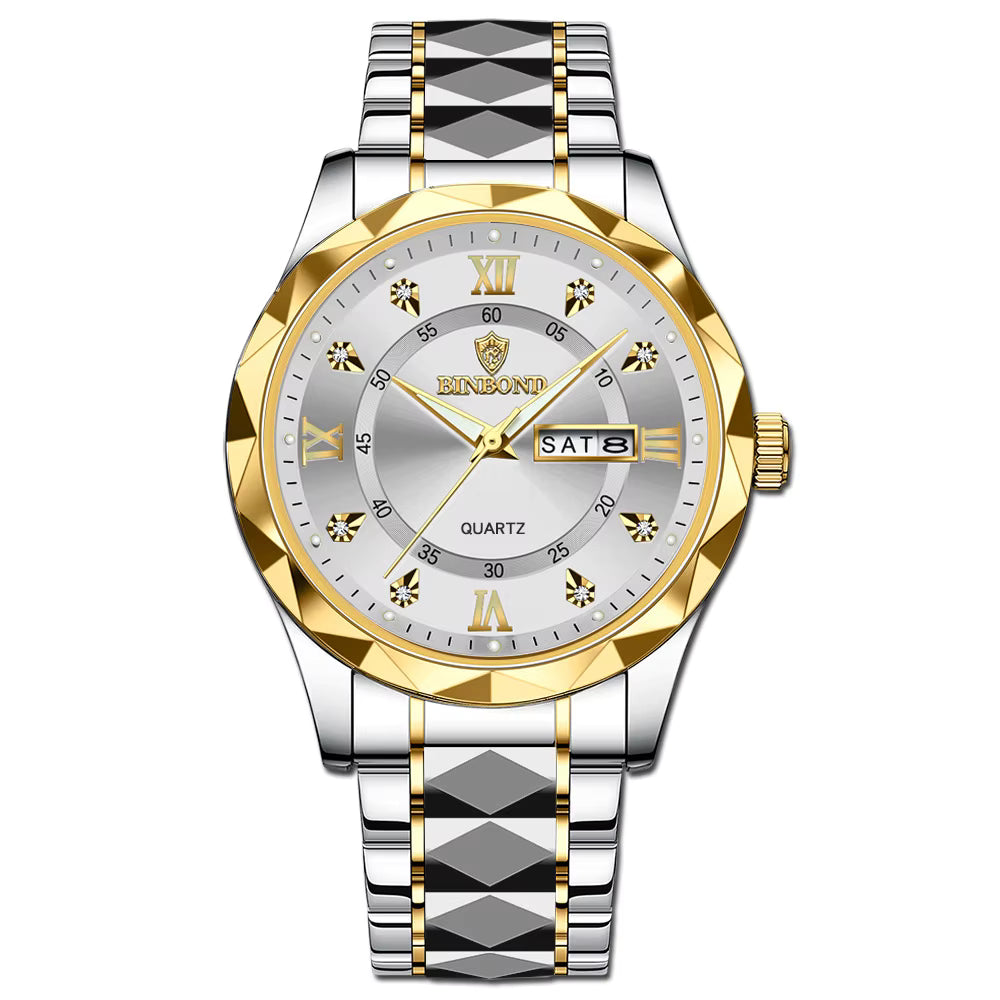 Reloj de Pulsera para Parejas, Modelo 2026, Reloj de Cuarzo Luminoso de Acero Inoxidable