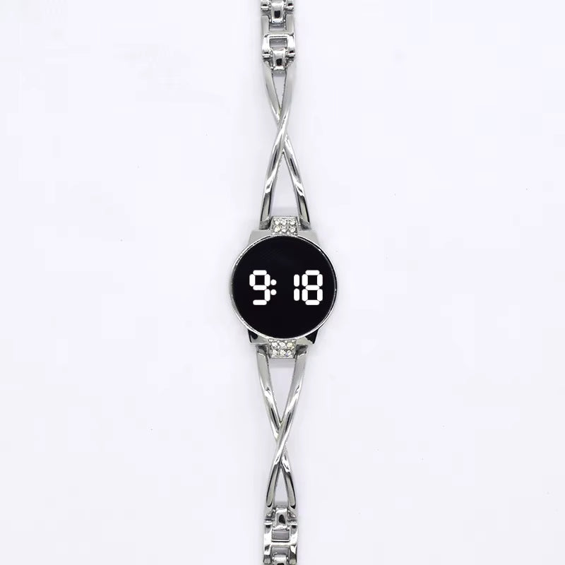 Reloj de pulsera de banda de acero con pantalla táctil LED