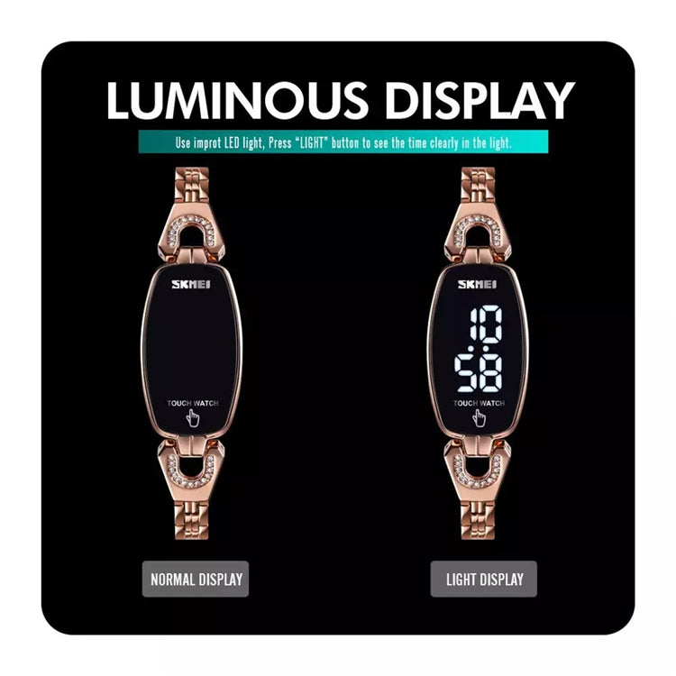 Reloj Digital LED 1588 para Mujer, Pantalla Táctil