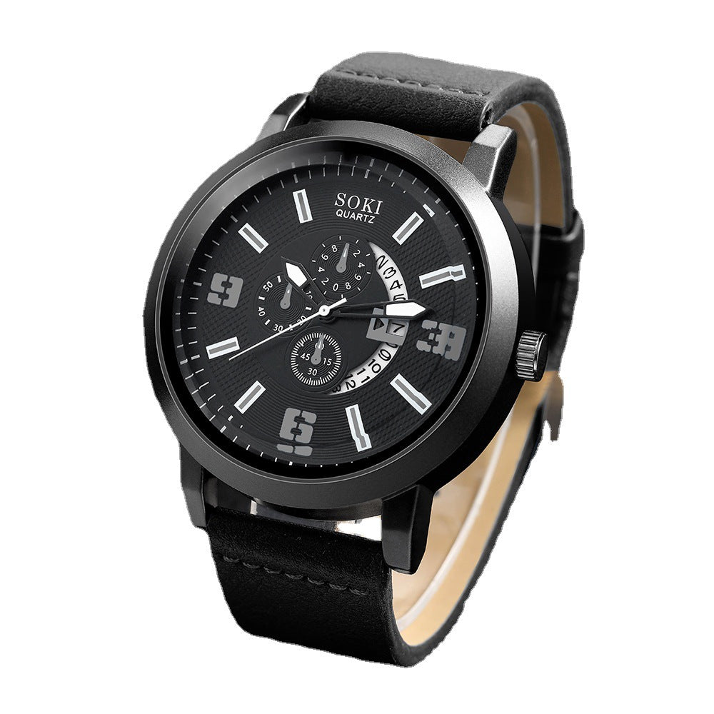 Reloj de Pulsera de Cuarzo con Correa de Cuero Casual