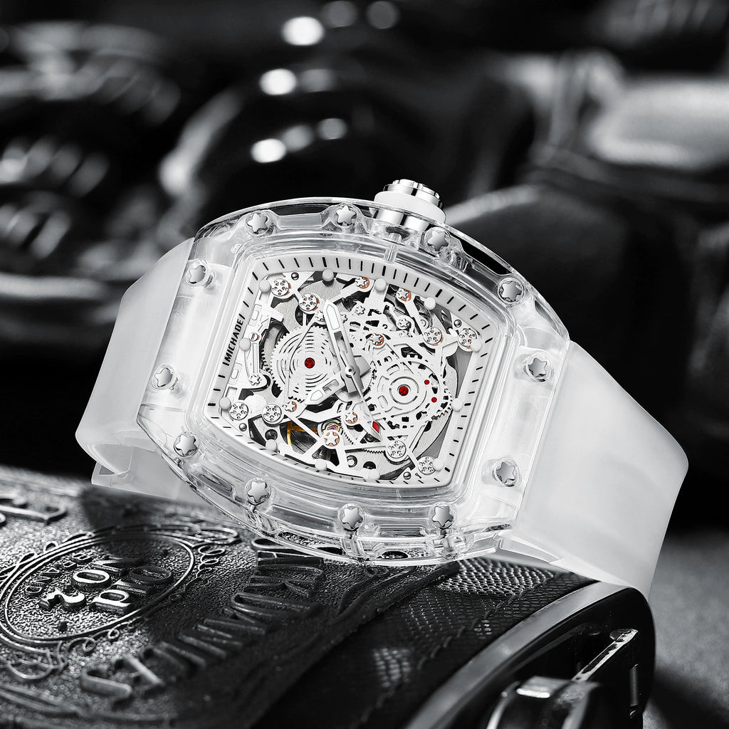 Reloj transparente impermeable hombres a la moda