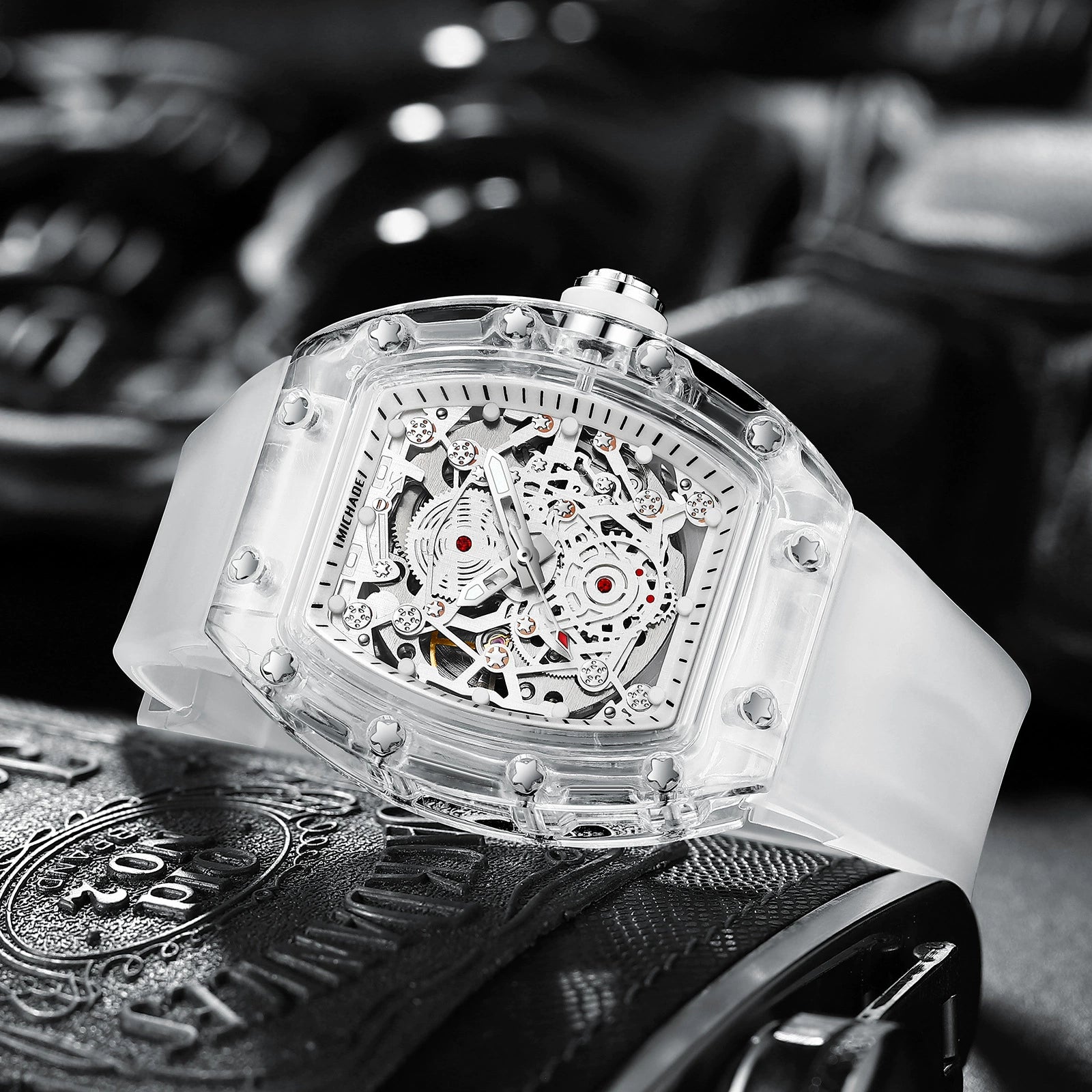 Reloj transparente impermeable hombres a la moda