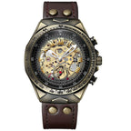 Reloj mecánico automático de bronce estilo retro