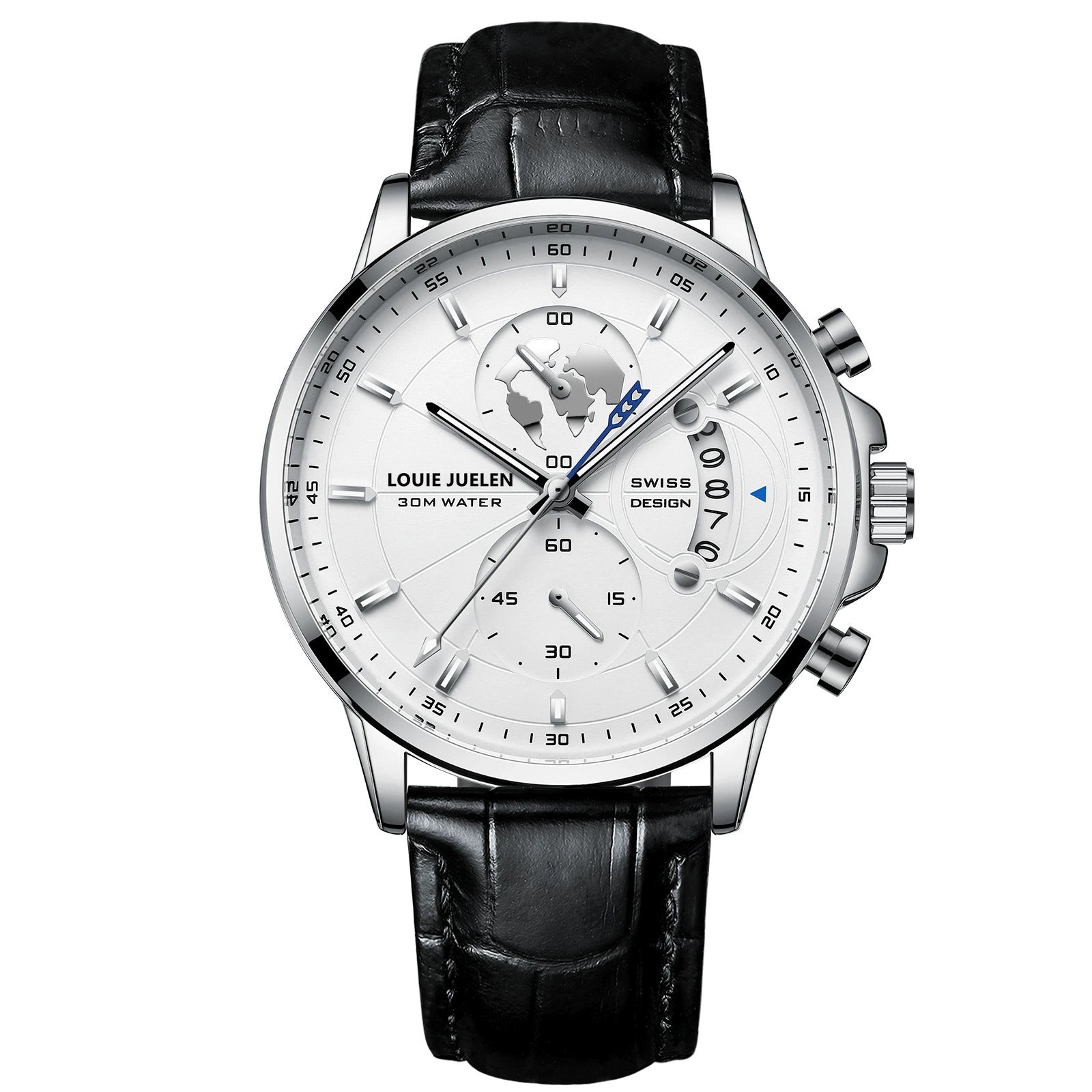 Reloj Luminoso de cuero con tres esferas