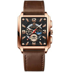 Reloj deportivo multifuncional dorado con calendario cuadrado