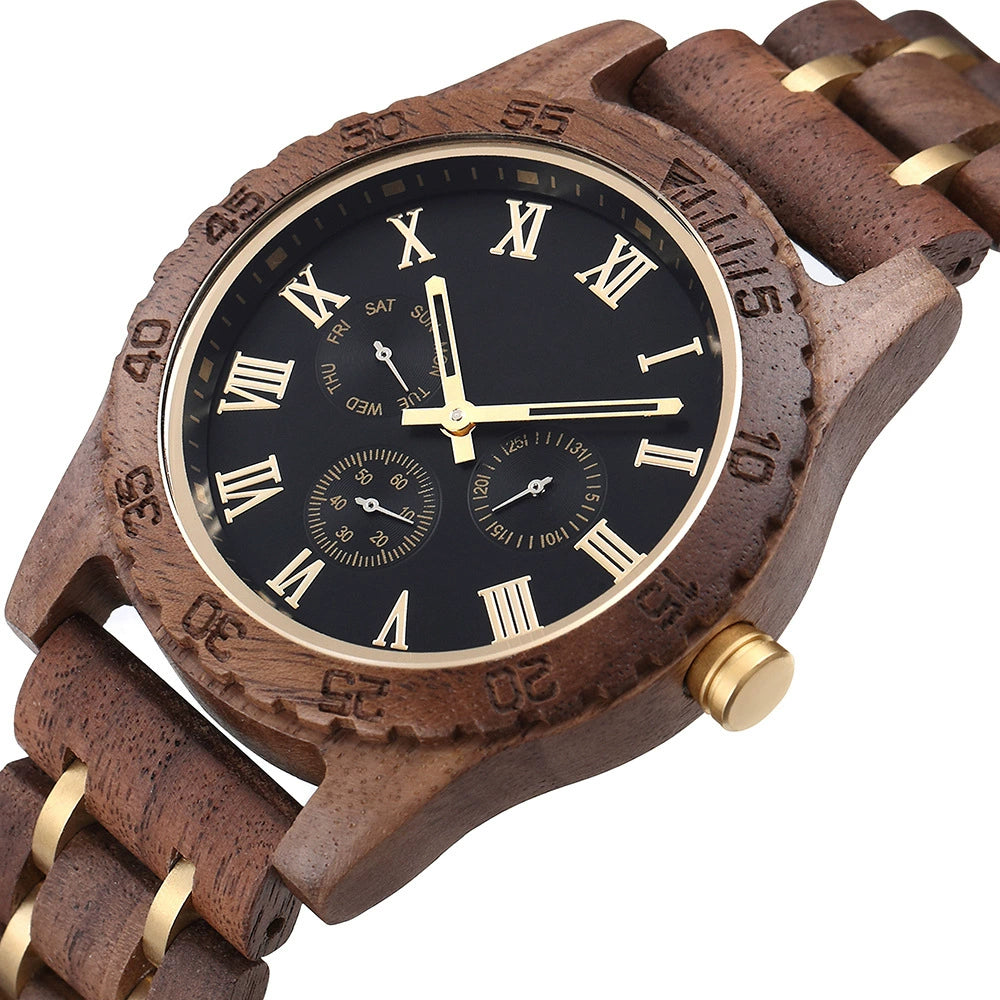 Reloj de madera, vintage nogal