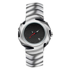 Reloj de Vanguardia: Diseño Escultórico en Acero con Esfera Minimalista.