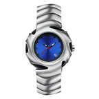 Reloj de Vanguardia: Diseño Escultórico en Acero con Esfera Minimalista.