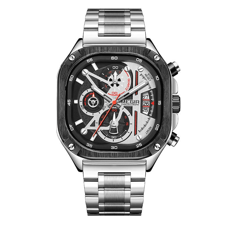Reloj para hombre, cronógrafo multifunción de 6 agujas