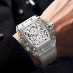 Reloj transparente impermeable hombres a la moda