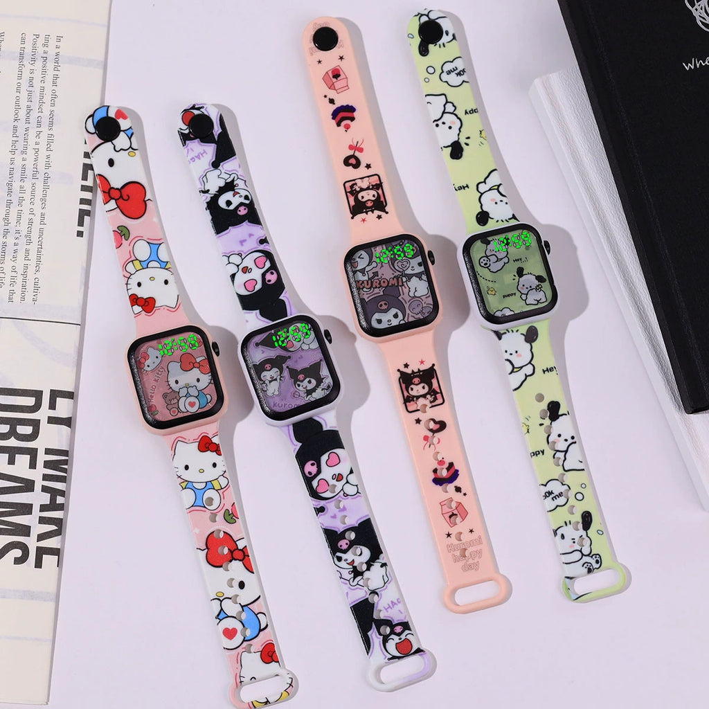 Nuevo reloj con pantalla a color de dibujos animados con pantalla luminosa digital