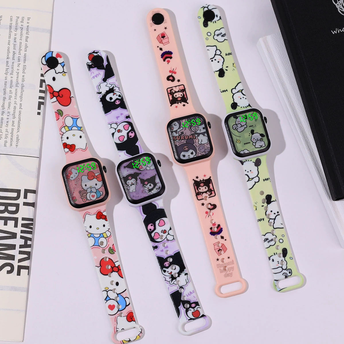 Nuevo reloj con pantalla a color de dibujos animados con pantalla luminosa digital