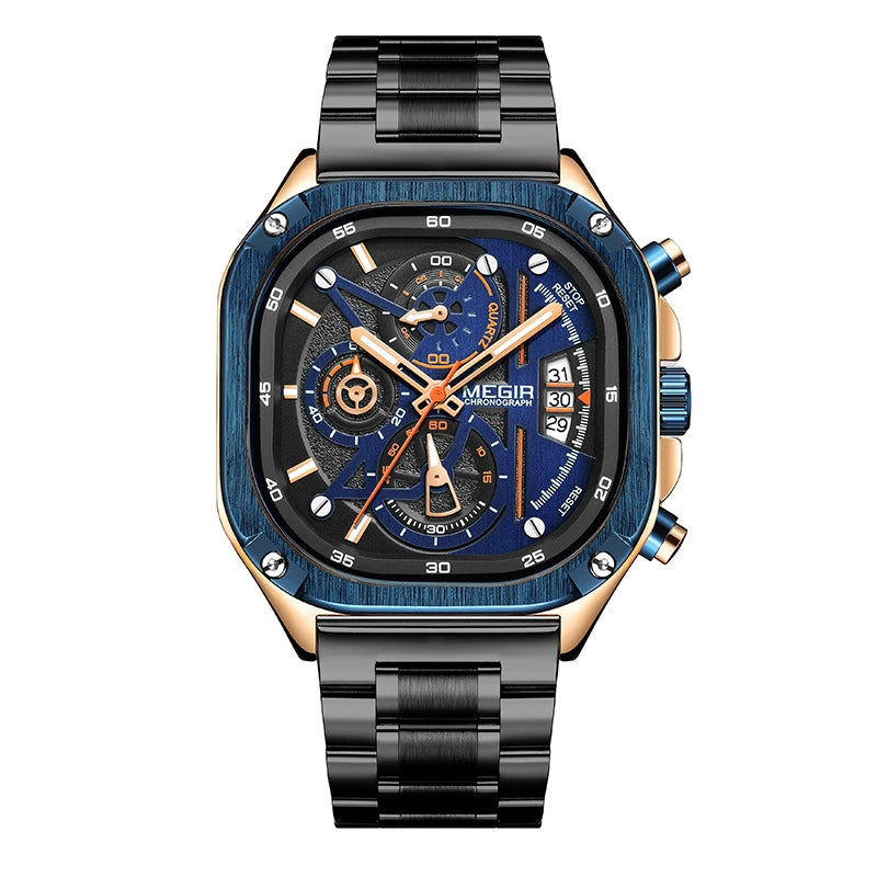 Reloj para hombre, cronógrafo multifunción de 6 agujas