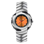 Reloj de Vanguardia: Diseño Escultórico en Acero con Esfera Minimalista.