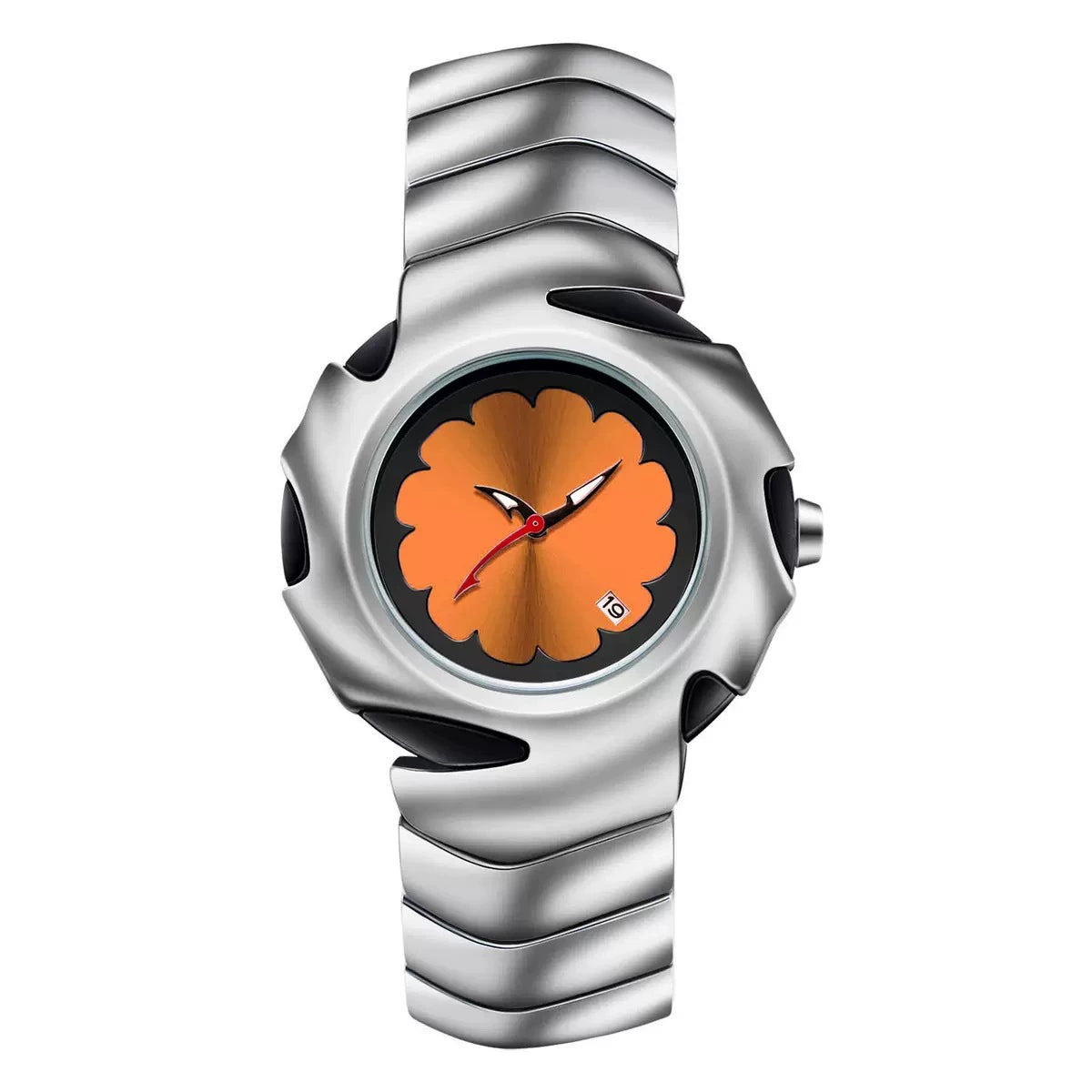 Reloj de Vanguardia: Diseño Escultórico en Acero con Esfera Minimalista.