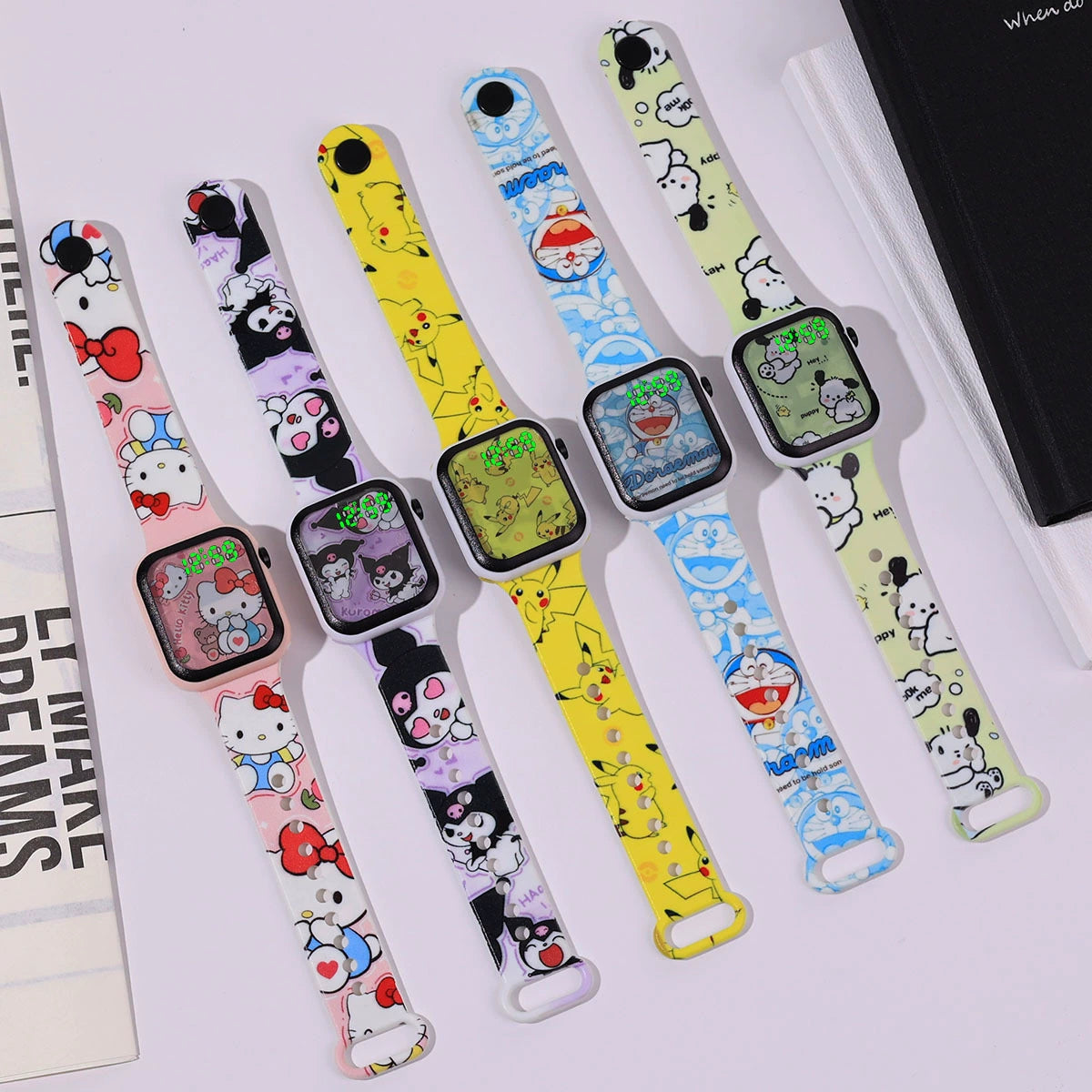 Nuevo reloj con pantalla a color de dibujos animados con pantalla luminosa digital