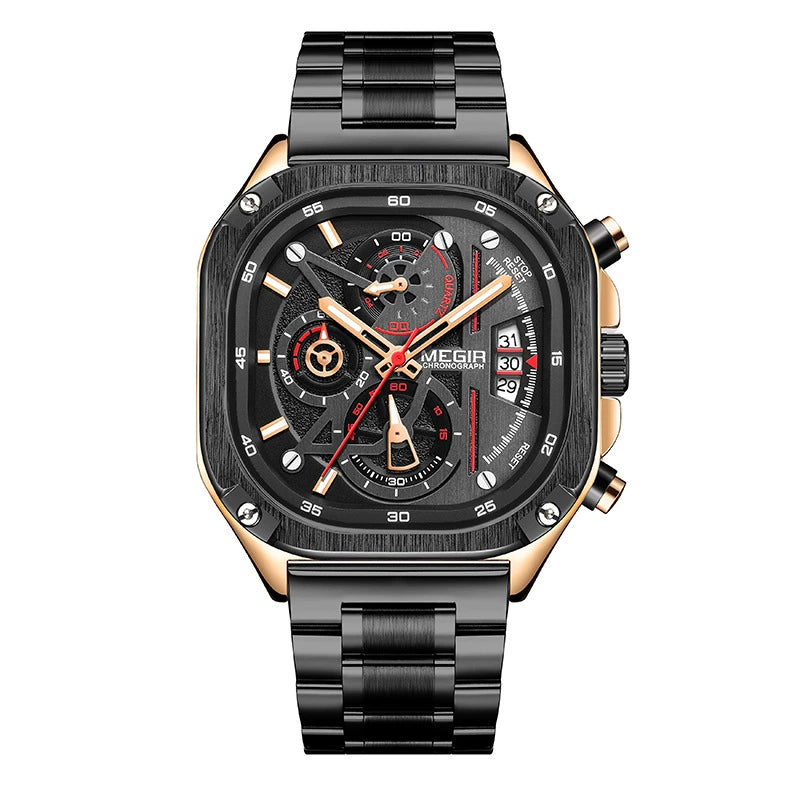 Reloj para hombre, cronógrafo multifunción de 6 agujas