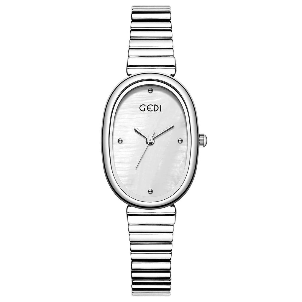 Reloj con correa de acero ovalada
