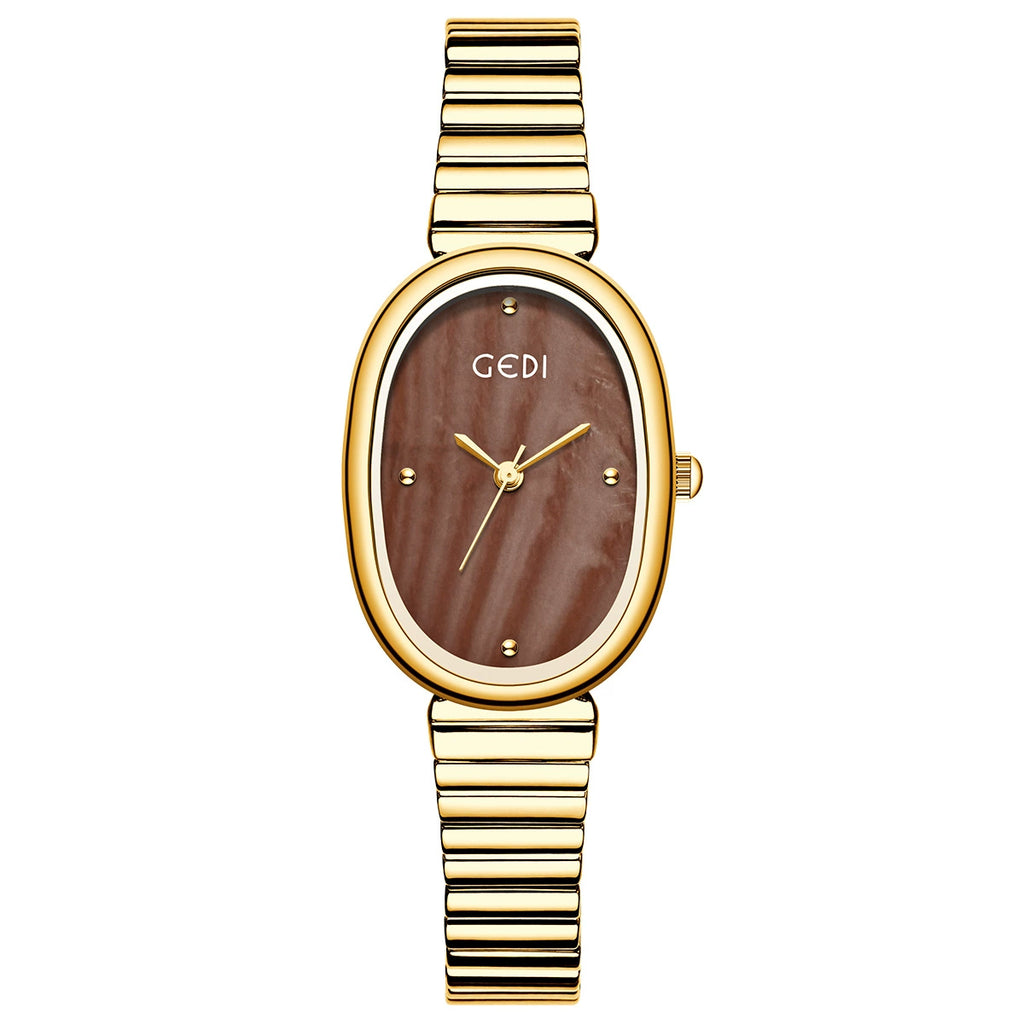 Reloj con correa de acero ovalada