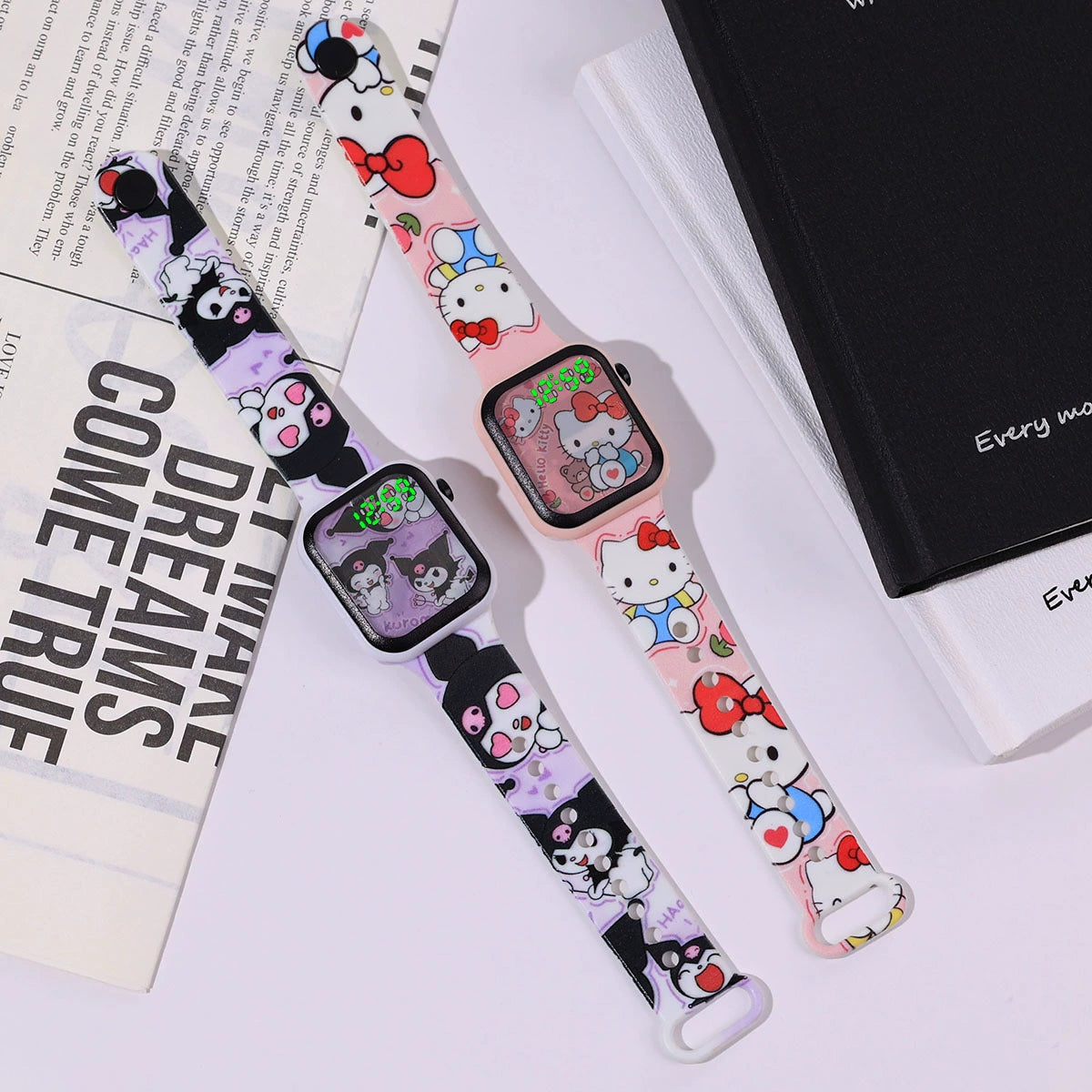Nuevo reloj con pantalla a color de dibujos animados con pantalla luminosa digital