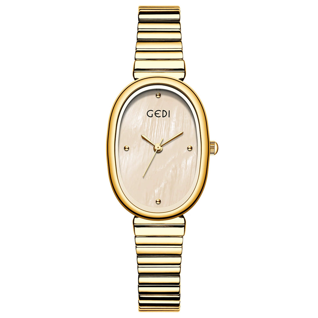 Reloj con correa de acero ovalada