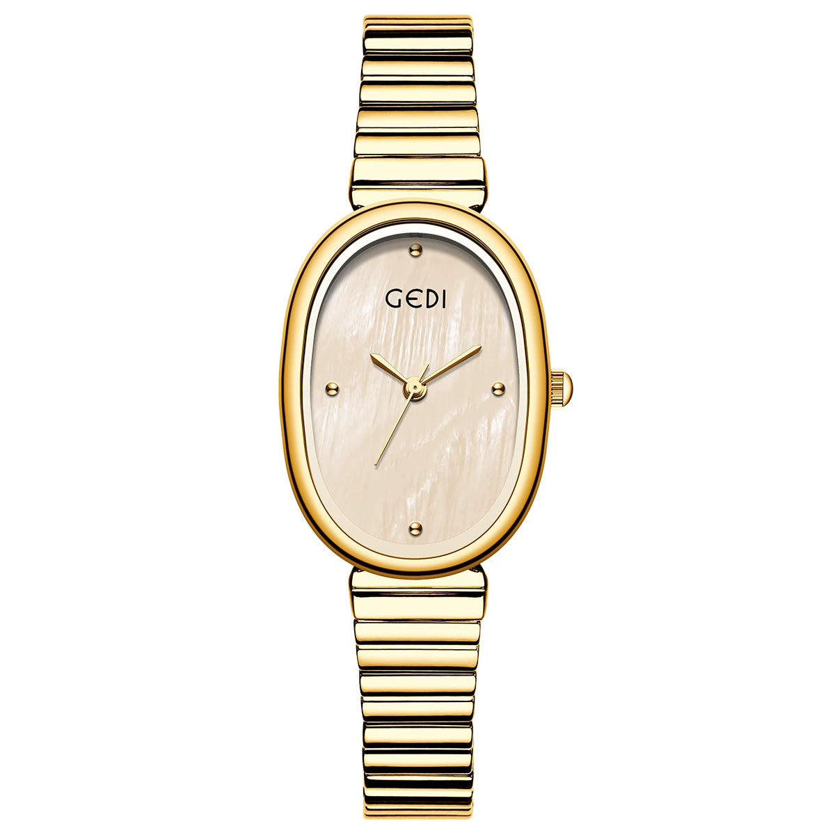 Reloj con correa de acero ovalada