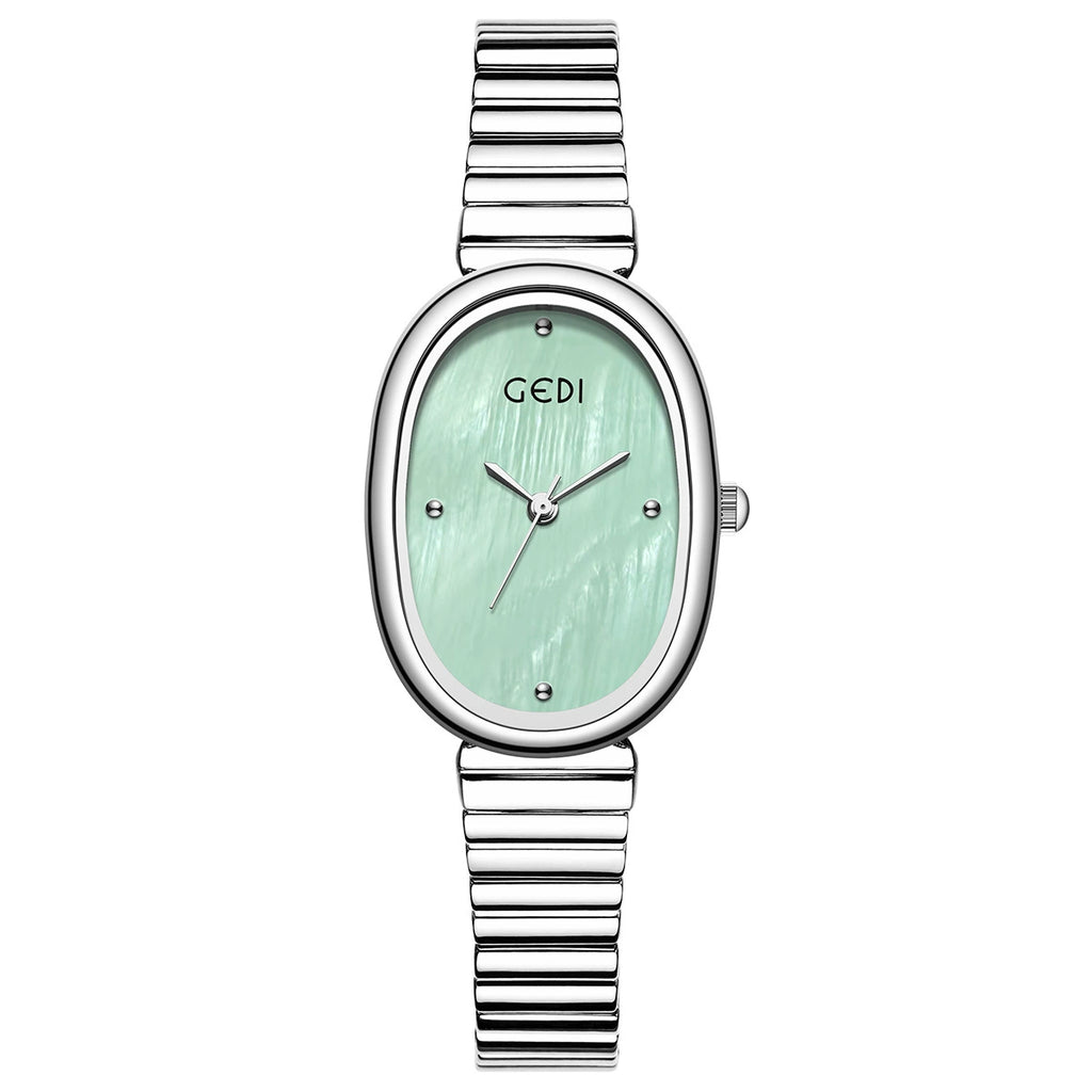 Reloj con correa de acero ovalada