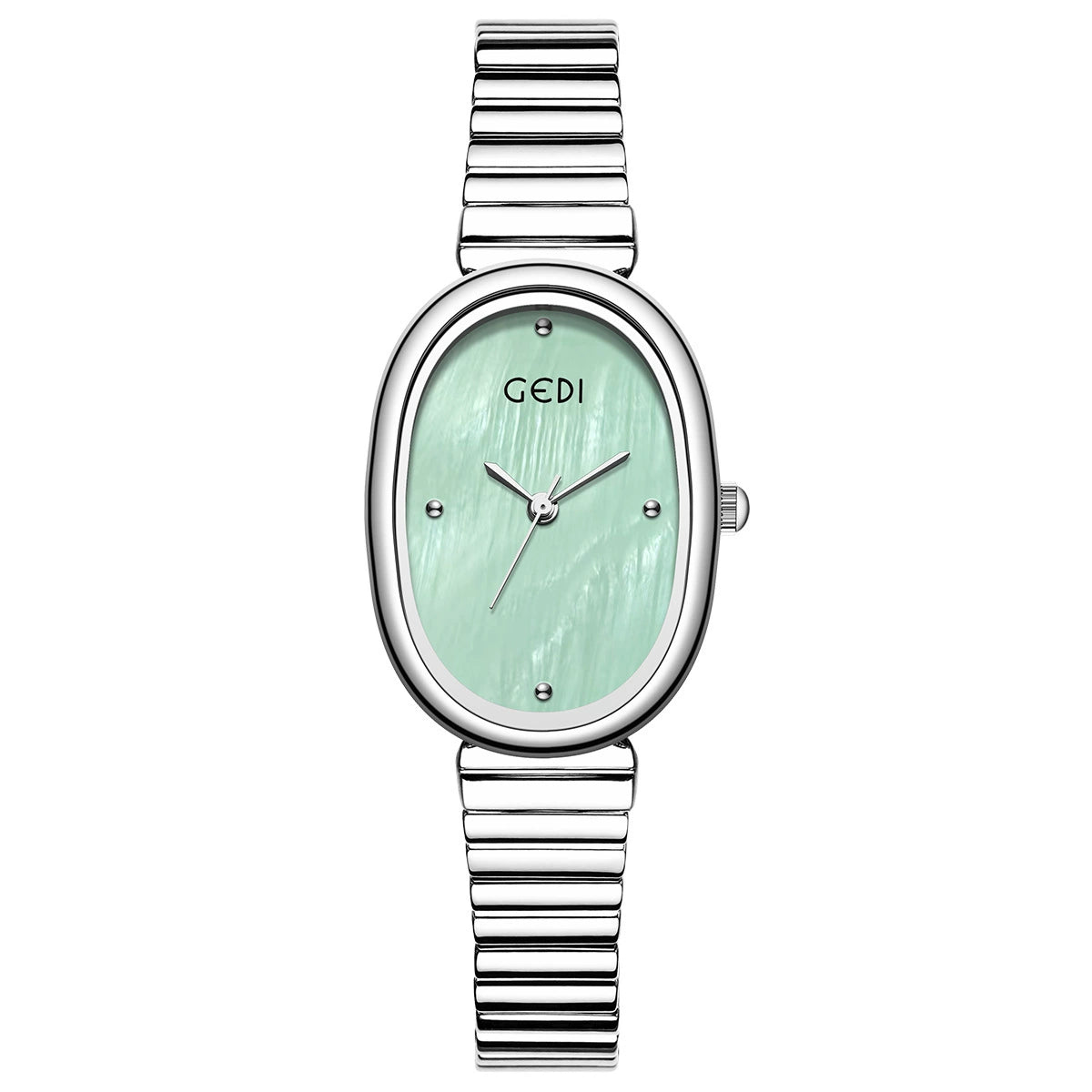 Reloj con correa de acero ovalada